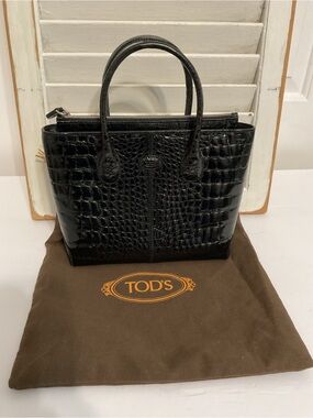 Tod's Black Alligator Classic Mini D Bag